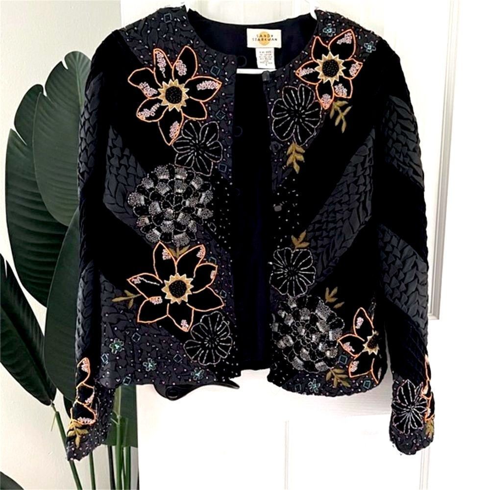 Sandy Starkman Vintage multicolored Beaded Velvet Sequin Blazer